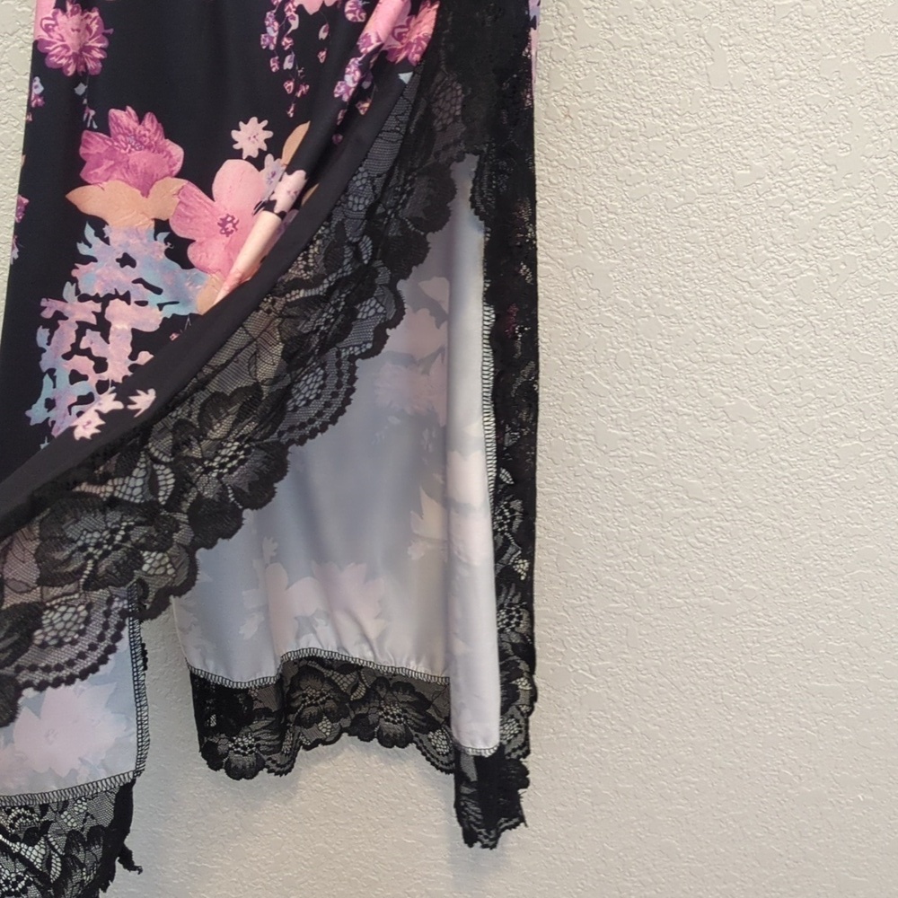 Amazon black foral lace trim sleeveless v neck cut out midi dress - Picture 8 of 13
